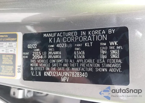 2022 Kia Soul Lx из США, поврежденный, VIN KNDJ23AU9N7828340